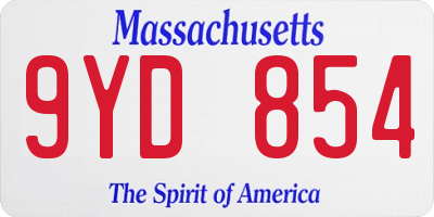 MA license plate 9YD854