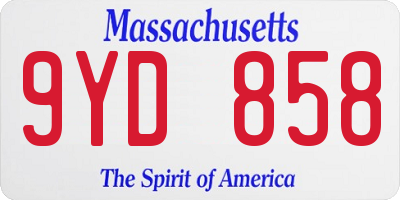 MA license plate 9YD858