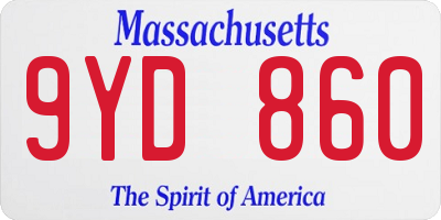 MA license plate 9YD860