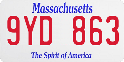 MA license plate 9YD863