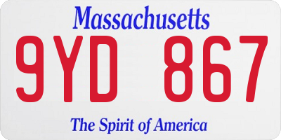 MA license plate 9YD867