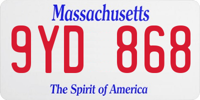 MA license plate 9YD868