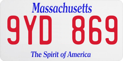 MA license plate 9YD869