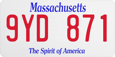 MA license plate 9YD871