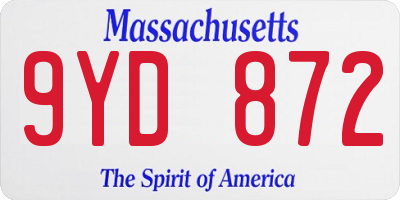 MA license plate 9YD872