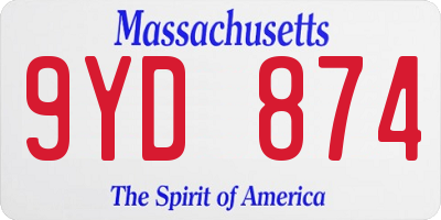 MA license plate 9YD874