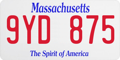 MA license plate 9YD875