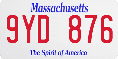 MA license plate 9YD876