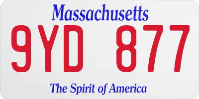 MA license plate 9YD877