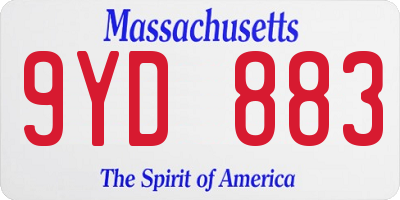 MA license plate 9YD883