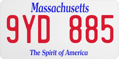 MA license plate 9YD885