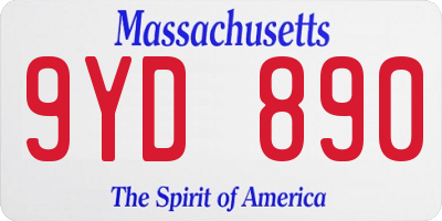 MA license plate 9YD890