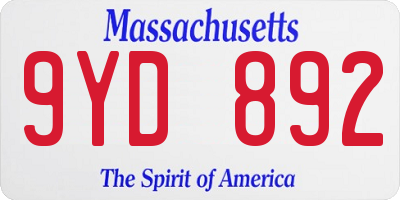 MA license plate 9YD892