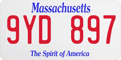 MA license plate 9YD897