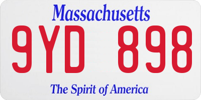 MA license plate 9YD898