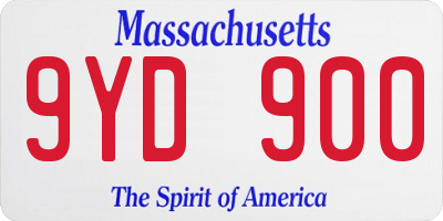 MA license plate 9YD900