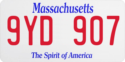 MA license plate 9YD907