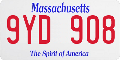 MA license plate 9YD908