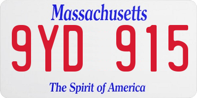 MA license plate 9YD915