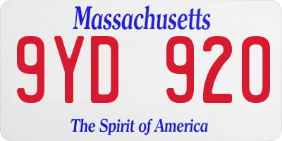 MA license plate 9YD920