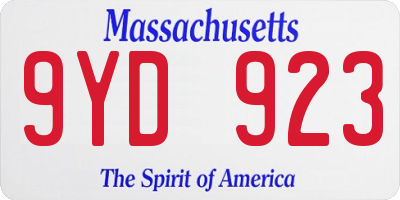 MA license plate 9YD923