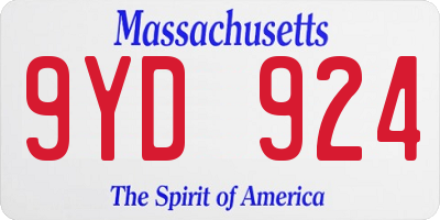 MA license plate 9YD924