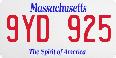 MA license plate 9YD925