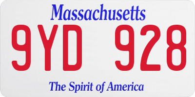 MA license plate 9YD928