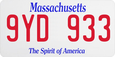MA license plate 9YD933