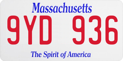 MA license plate 9YD936