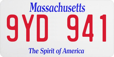 MA license plate 9YD941