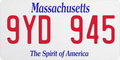 MA license plate 9YD945