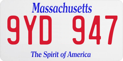 MA license plate 9YD947