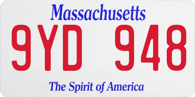 MA license plate 9YD948