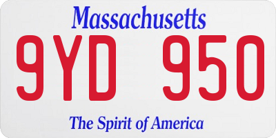 MA license plate 9YD950