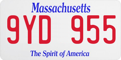 MA license plate 9YD955