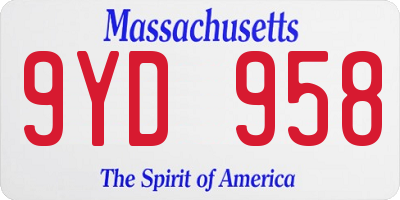 MA license plate 9YD958