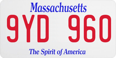MA license plate 9YD960