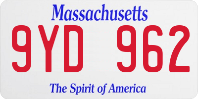 MA license plate 9YD962