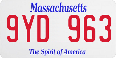 MA license plate 9YD963