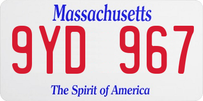MA license plate 9YD967