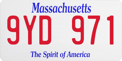 MA license plate 9YD971