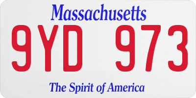 MA license plate 9YD973