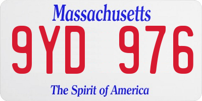 MA license plate 9YD976