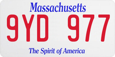 MA license plate 9YD977