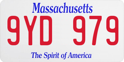 MA license plate 9YD979
