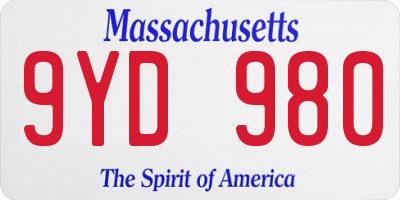 MA license plate 9YD980