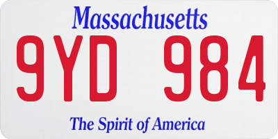 MA license plate 9YD984