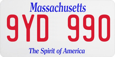 MA license plate 9YD990