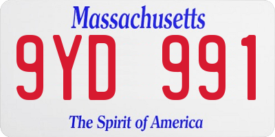 MA license plate 9YD991